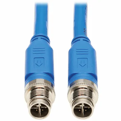 EATON TRIPP LITE M12 to M12 PoE++ Cordset, Cat6a, X Coding, IP68, Blue, 2m - M12 Connector to M12 Connector Power over Ethernet (PoE) Cordsets