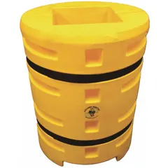 This column protector is designed to shield structural columns from impact damage in industrial environments. Made from LLDPE in yellow, it accommodates H-beam, round, or square columns with lengths from 16 to 18 inches. The square center design fits columns up to 18 inches in width.