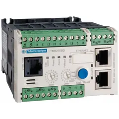 Motor management system for three-phase motors, providing control, protection, and diagnostics. Operates on 100-240V AC control supply and supports motor currents from 1.35 A to 27 A. Suitable for industrial motor monitoring and protection applications.