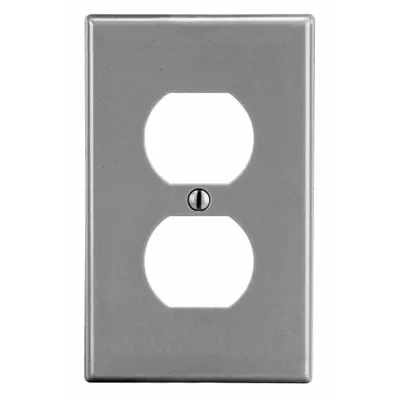 HUBBELL Wall Plate: Duplex Outlet, 1 Gang, Gray - General Purpose Wall Plates