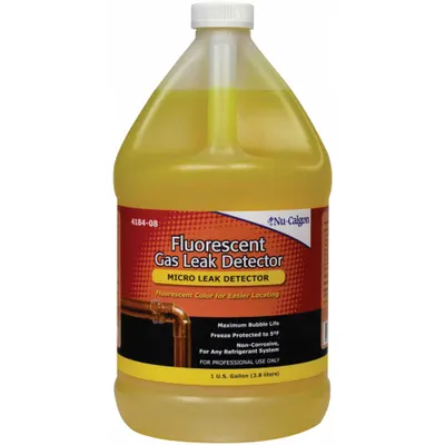 NU-CALGON Fluorescent Gas Leak Detector: 1 gal, Bottle, 5°F to 225°F Temp. Range - Leak Detection Fluids