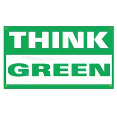 Poly sheeting banner with one printed side, nominal size 28 in x 48 in. Suitable for indoor and outdoor use to promote environmental awareness and safety messages in industrial facilities such as warehouses, manufacturing plants, and construction sites.