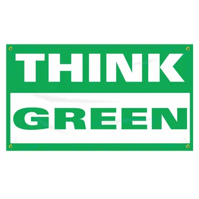 ACCUFORM Safety Banner: Poly Sheeting, 28 in x 48 in Nominal Sign Size, Indoor/Outdoor - Think Green Banners