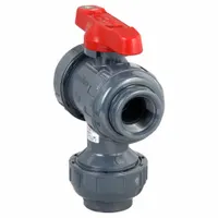 ASAHI Manual Three-Way Ball Valve: 1 in, PVC, 150 psi Max. Pressure (CWP), Full Port Ball Port, Tee (MPN 2511010)