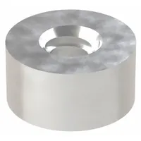 Round aluminum standoff with female threads on both ends, plain finish. Overall length 1/8 inch. Used to create fixed spacing between panels or components in electronic enclosures, control cabinets, and machinery assemblies. Supplied in a pack of 10