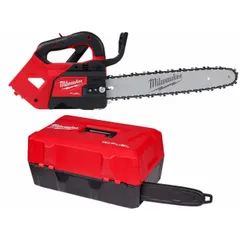 Battery-powered top-handle chainsaw with 14-inch bar and automatic chain oiler. Operates on 18 V battery platform, sold as tool only. Suitable for tree pruning, limbing, and light-to-medium cutting tasks where portability and overhead use are required.