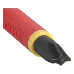 ECX screwdriver with a #2 tip that fits both slotted and Phillips screws. Features a cushion grip for comfort and control. 4-inch shank length, 10-inch overall length. Suitable for electrical work, including installing and adjusting components, outlets, and switches.