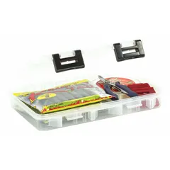 This clear plastic box features one compartment with no adjustable dividers. It is not electrostatic discharge conductive. Suitable for organizing small parts such as screws, nuts, beads, or craft supplies in workshops, garages, or hobby stations.