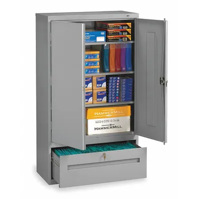TENNSCO DWR6618MGY Commercial Shelf Cabinet with Drawers, 36" x 18" x 66", Gray - Commercial Shelf Cabinets with Drawers