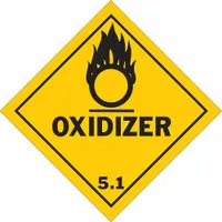BRADY DOT Container Label: Oxidizer, 4 in x 4 in, 4 in Label Ht, 4 in Label Wd, Vinyl, 500 Labels (MPN 121071)