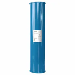 Mixed bed resin cartridge for deionizing water. Contains MBD10SC media. Flow rate 1.9 lpm. Overall diameter 4 1/2 in. Used in water purification systems to remove dissolved ions.