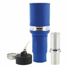Female single pole inline plug from the 49 Series, rated 1000V AC and 898 A. Blue housing with crimp tube termination for secure high-current connections in power distribution and industrial equipment.