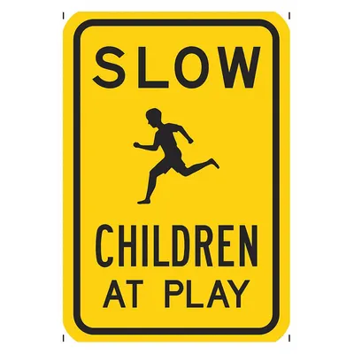 LYLE Children At Play Sign, 18 in x 24 in, Aluminum, High-Intensity Prismatic - Children At Play Signs