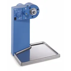 General purpose inline mill grinder for dry milling of brittle, hard, and fibrous materials. Operates at maximum speed of 6,500 RPM. Powered by 115V AC. Overall height 15 inches. Suitable for particle size reduction in laboratory and small-scale production settings.