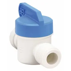 This manual two-way ball valve is constructed from polypropylene and features a straight body with male NPT by female NPT connections. It is supplied in a 5-pack and is NSF 51 compliant, making it suitable for use in potable water systems and other applications requiring corrosion resistance and hygiene.