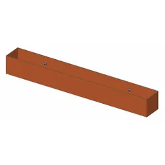 This steel tool tray in orange finish includes a bolt for attachment to compatible industrial work platforms or rolling ladders. It provides a secure location for holding tools and small parts during tasks performed at height.