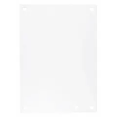 Steel back panel with powder-coated finish for interior mounting in electrical enclosures. Overall height 7 in, overall width 5 in. Used to mount components such as terminal blocks, relays, and circuit breakers within industrial control panels.