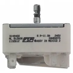 This surface element switch controls the heating elements on the cooktop of compatible ovens. It regulates power to the surface burners for temperature adjustment during cooking. As a replacement part, it restores proper function to the cooktop controls.