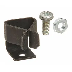 OEM replacement mounting clip for Whirlpool ovens. Secures interior panels or components in place during operation. Consult service manual for exact dimensions and material specifications.