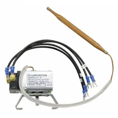 Unit-mount thermostat for electric wall and ceiling heaters. Mechanical selector dial adjusts temperature from 40° to 120°F. Operates on 120 to 277V AC with a contact rating of 24 to 277V AC. Includes wire leads for installation.