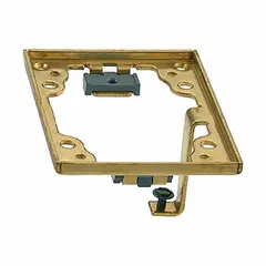 Rectangular brass cover flange for floor box openings. Provides a corrosion-resistant closure for floor-mounted electrical enclosures. Suitable for commercial and industrial environments.