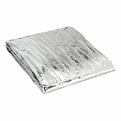 This heat-reflective disposable blanket measures 56 inches in width and 84 inches in length. The silver coating reflects body heat to help prevent hypothermia. Suitable for emergency thermal protection in first aid, outdoor survival, and disaster response situations.