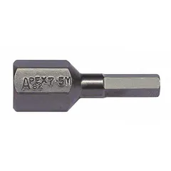 Metric hex impact bit with 5 mm hex head size and standard length of 2 1/4 inches. Designed for use with impact drivers in fastening applications requiring high torque transfer.