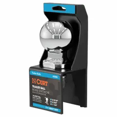 Steel hitch ball with chrome finish, 2 5/16 in diameter, rated for 10,000 lb gross vehicle weight. Used for towing trailers, campers, and equipment in heavy-duty applications.