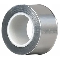 Aluminum foil tape with silicone adhesive for indoor/outdoor use. Suitable for sealing, splicing, and repairing ducts, pipes, and insulation in HVAC and refrigeration systems. Rated for temperatures as low as -65°F.