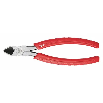 MILWAUKEE Diagonal Cutting Plier: Flush, Straight, 1 in Jaw Lg, 3/8 in Jaw Wd, 8 in Overall Lg - Flush-Cut Diagonal-Cutting Pliers