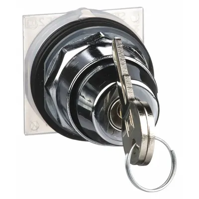 SCHNEIDER Keyed Selector Switch: 3 Position, 30 mm Panel Mounting Size - Panel-Mounted Key Switches without Contacts