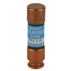 Fast-acting cylindrical fuse rated 1 A and 170 V DC. Part of the TPN Series. Provides overcurrent protection in DC circuits, commonly used in telecommunications equipment and power distribution systems.