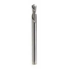 Carbide cut-out bit for cutting sheet metal up to 18 gauge. Features a 3/16-inch drill bit diameter, 18-gauge cutting depth, and 1/8-inch shank diameter. Suitable for plunge cuts in HVAC ductwork, electrical box cutouts, and metal fabrication.