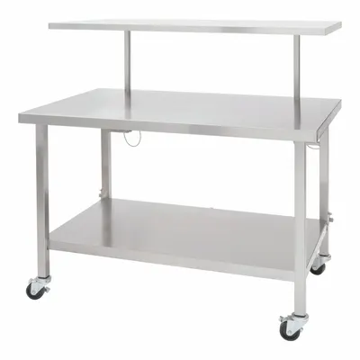 BLICKMAN Back Table: Stainless Steel, (2) Swivel with Brake - Corrosion-Resistant Mobile Medical Equipment Stands