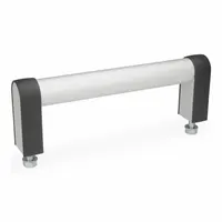 Front-mount pull handle with anodized aluminum legs and threaded M8 holes. Designed for industrial enclosures, machinery doors, and access panels requiring a load-rated grip