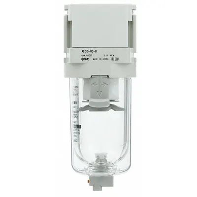SMC Filter: Coalescing, 1/4 in NPT, 5 micron, 145 psi Max Op Pressure, Plastic Bowl - SMC FRL Air Filters