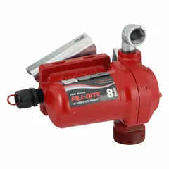This foot-mount DC-powered fuel transfer pump operates on 12 V DC with a 1/6 hp motor and delivers a maximum flow rate of 12 gpm. The pump body is constructed of aluminum. It is supplied as a pump only, without a meter, and is suitable for transferring diesel, kerosene, and other non-flammable liquids from drums or tanks.