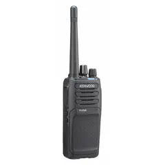 VHF analog handheld radio with 64 channels and 2 W transmit power. Powered by a rechargeable Li-Ion battery. No display for simplified operation. FCC license required. Suitable for short-to-medium range business and industrial communications such as construction, warehousing, security, and facility management.