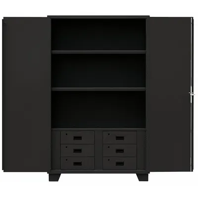 JAMCO Storage Cabinet: 48 in x 24 in x 78 in, Swing Handle & Padlock Hasp, 14 ga Panel Thick - Industrial Shelf Cabinets with Drawers