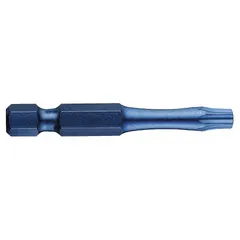 Impact-rated Torx bit for driving T25 fasteners. Made from S2 steel with a hex shank for use with impact drivers and power tools. Imperial size, standard drive style. Sold in a 5-pack.