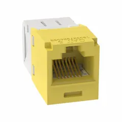 PANDUIT CJ688TGYL is a single-port Category 6 RJ45 jack module in a yellow housing. Designed for use with copper wire, it provides a standard RJ45 interface for terminating copper cabling in structured cabling systems.