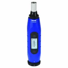 This preset torque screwdriver features a 1/4 in tip size and a minimum torque of 20 in-oz. The adjusting knob allows for setting torque values. It is used for precise torque application in assembly and maintenance tasks where consistent fastening is required.