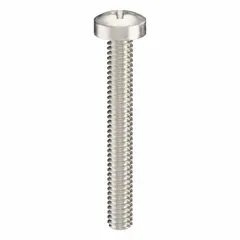 Pan head machine screws with M2x0.40 thread, 16 mm length, made from 316 stainless steel with plain finish. Phillips drive with #1 drive size. Suitable for fastening components in machinery, electrical enclosures, and instrumentation where corrosion resistance is required. Supplied in a 100-piece pack.