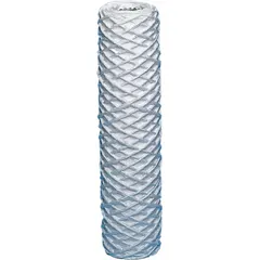 String wound water filter cartridge with 0.5 micron rating and 1.05 lpm flow rate. Constructed with cotton and stainless steel filter media. Suitable for fine filtration in industrial water treatment systems, including sediment and particulate removal from process water, cooling loops, and pre-treatment applications.