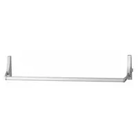 This rim-type exit device features a crossbar push bar style and is constructed from aluminum. It is ADA compliant and designed for doors up to 44 inches wide. Suitable for commercial egress applications requiring a reliable, code-compliant panic hardware solution