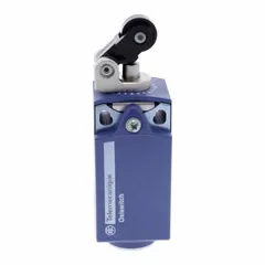 Top-mount roller-plunger limit switch with a non-metallic thermoplastic housing. Features screw clamp terminals for secure wiring connections. Used for position sensing and control in industrial automation, packaging, and material handling equipment.