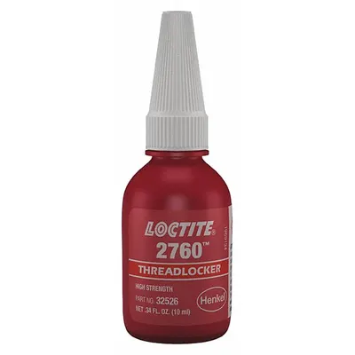 LOCTITE High-Strength Threadlocker: 2760, Red, 1.69 fl oz, Bottle, 1 EA - High-Strength Threadlockers (Red)