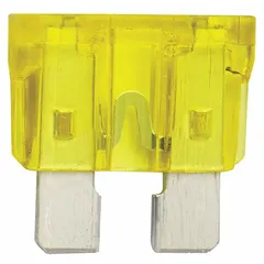 Fast-acting fuse rated 20 A at 32 V DC, standard profile, non-indicating design. Suitable for overcurrent protection in automotive electrical systems, protecting wiring and components from short circuits and overloads. Supplied in a 5-pack.