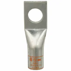 Copper compression lug for terminating 3/0 AWG stranded copper wire to a 1/2 in stud. Suitable for use in power distribution, panel building, and heavy equipment wiring applications. One-hole design for secure, low-resistance connections.