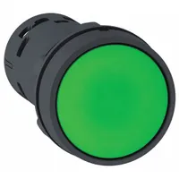 SCHNEIDER Flush Push Button: Green, 22 mm Mounting Size, Non-Metallic, Momentary (MPN XB7NA33)